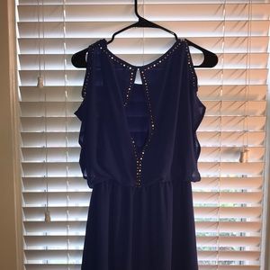 Blue open back dress